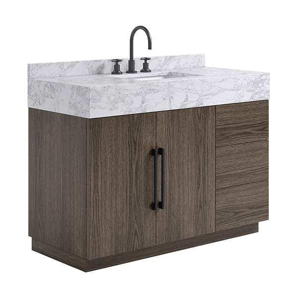 TileBar Studio Vanities Orville Espresso Oak 48" Single Vanity with Carrara Marble Top
