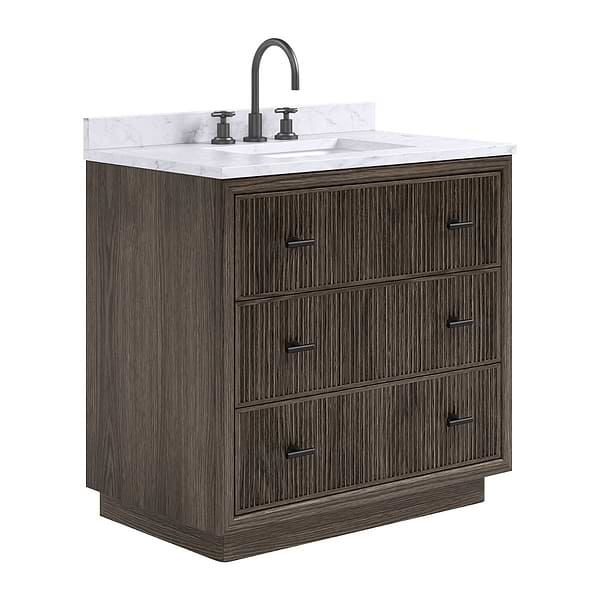 TileBar Studio Vanities Rhett Espresso Oak 36" Single Vanity with Carrara Marble Top