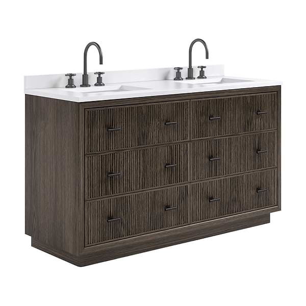 TileBar Studio Vanities Rhett Espresso Oak 60" Double Vanity with White Quartz Top