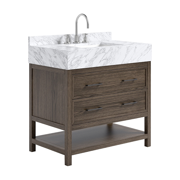 TileBar Studio Vanities Rowan Espresso Oak 36" Single Vanity with Carrara Marble Top
