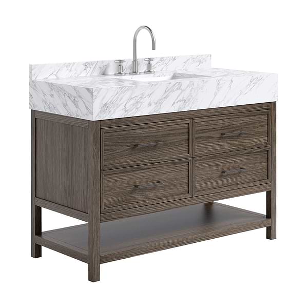 TileBar Studio Vanities Rowan Espresso Oak 48" Single Vanity with Carrara Marble Top