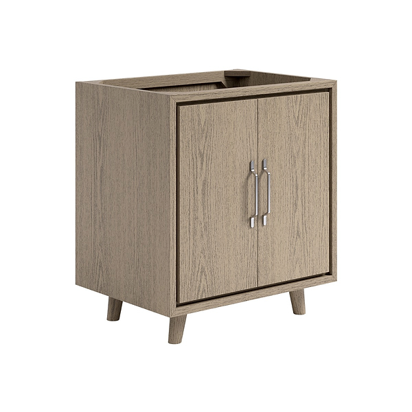 Setton Greige Ash 30" Single Vanity without Top by TileBar Studio Vanities, View 4, open zoomed image