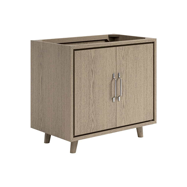 Setton Greige Ash 36" Single Vanity without Top by TileBar Studio Vanities, View 4, open zoomed image
