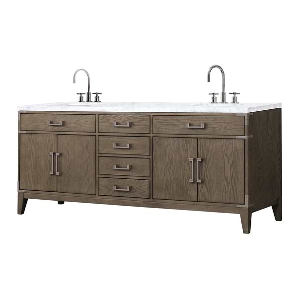 Aiden Gray Oak 80" Double Vanity wth Carrara Marble Top