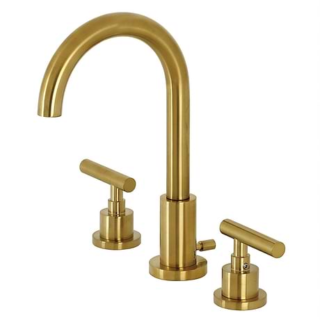 Astoria Brushed Brass 10" Widespread Bathroom Faucet With Pop Up Standard Drain