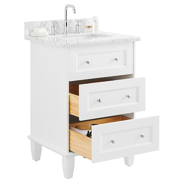 Nora White 24" Single Vanity with Carrara Marble Top
