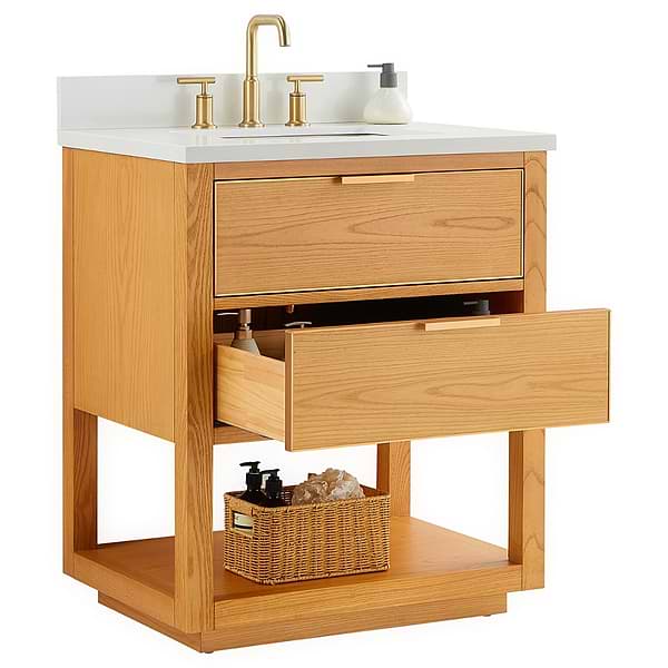Dayton Woodgrain 30" Single Vanity with Pure White Quartz Top