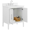 Province White and Silver 30" Single Vanity with Pure White Quartz Top