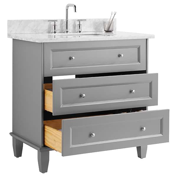 Nora Gray 36" Single Vanity with Carrara Marble Top