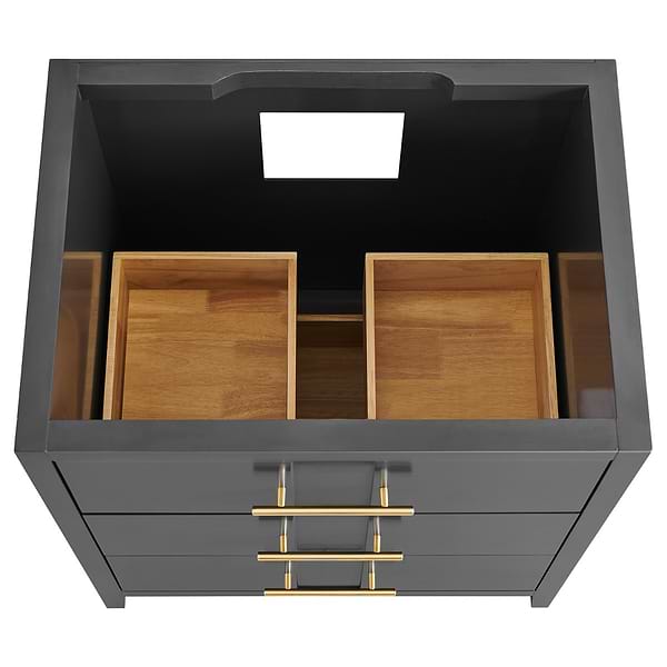Iconic Charcoal and Gold 30" Single Vanity with Pure White Quartz Top