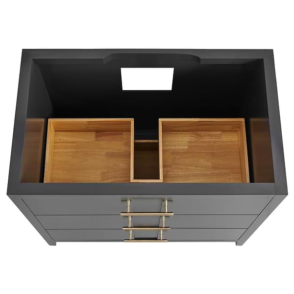 Iconic Charcoal and Gold 36" Single Vanity with Pure White Quartz Top