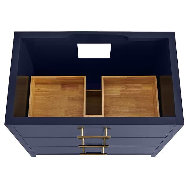 Iconic Navy and Gold 36" Single Vanity with Pure White Quartz Top
