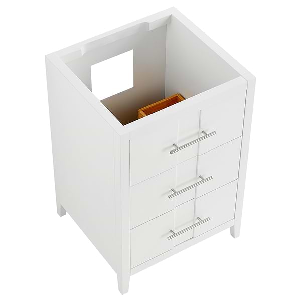 Iconic White and Silver 24" Single Vanity with Pure White Quartz Top