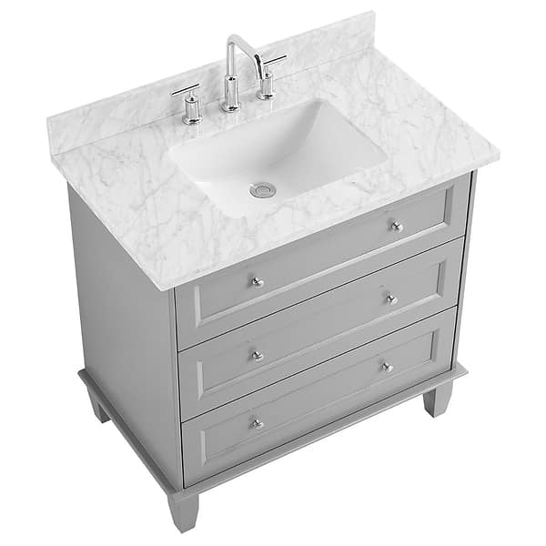 Nora Gray 36" Single Vanity with Carrara Marble Top