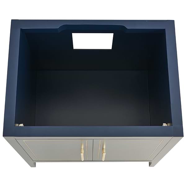 Province Navy and Gold 30" Single Vanity with Carrara Marble Top