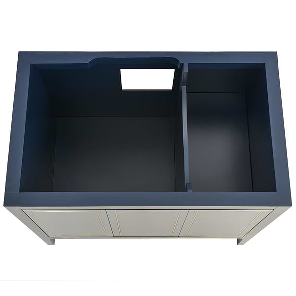 Province Navy and Gold 36" Single Vanity with Pure White Quartz Top