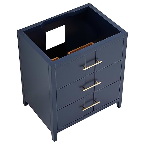 Iconic Navy and Gold 30" Single Vanity with Carrara Marble Top