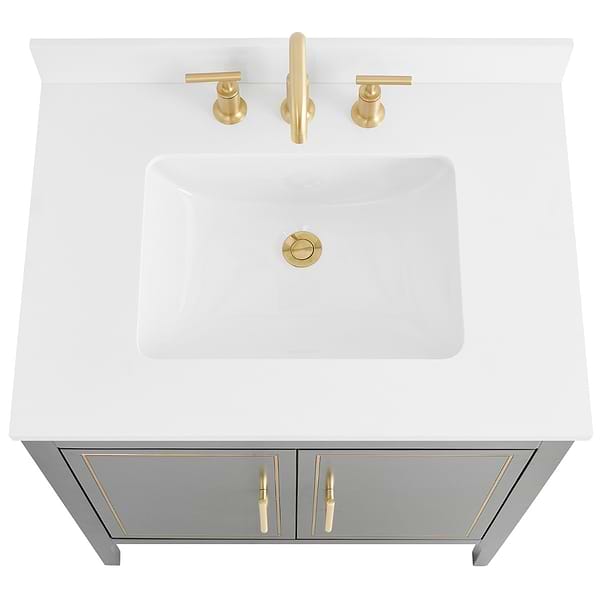 Province Charcoal and Gold 30" Single Vanity with Pure White Quartz Top