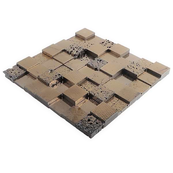 Magma 3D Squares Bronze 2x2 Polished Lava Stone Mosaic Tile
