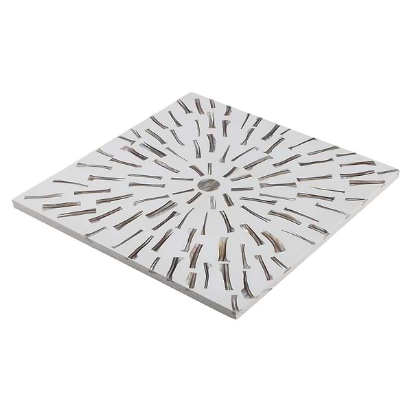 Estee Golden White 12x12 Polished Pearl Inlay and Cement Tile