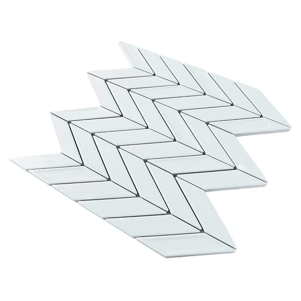 Brookline Chevron Cloud White 1x5 Glossy Ceramic Mosaic Tile