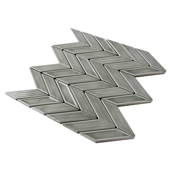 Brookline Chevron Warm Gray 1x5 Glossy Ceramic Mosaic Tile
