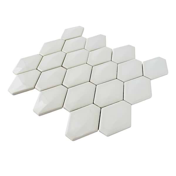 Brookline Diamond Mushroom Gray 3x4 Glossy Ceramic Mosaic Tile