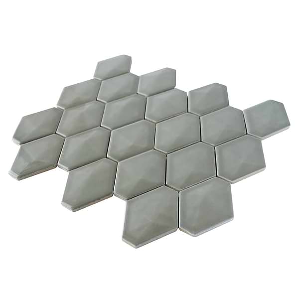 Brookline Diamond Warm Gray Glossy 3x4 Ceramic Mosaic Tile
