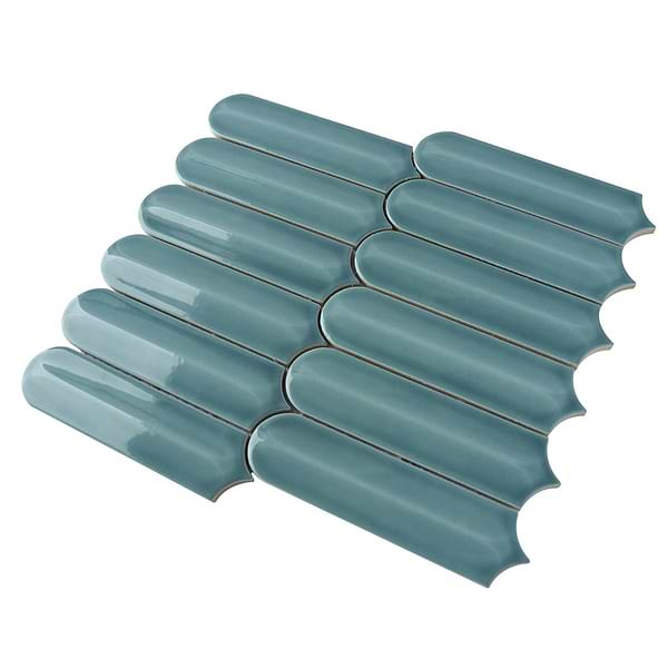 Brookline Feather Marine Blue 2x7 Fish Scale Glossy Ceramic Mosaic Tile