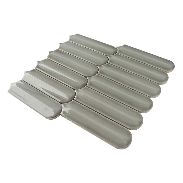 Brookline Feather Warm Gray 2x7 Fish Scale Glossy Ceramic Mosaic Tile