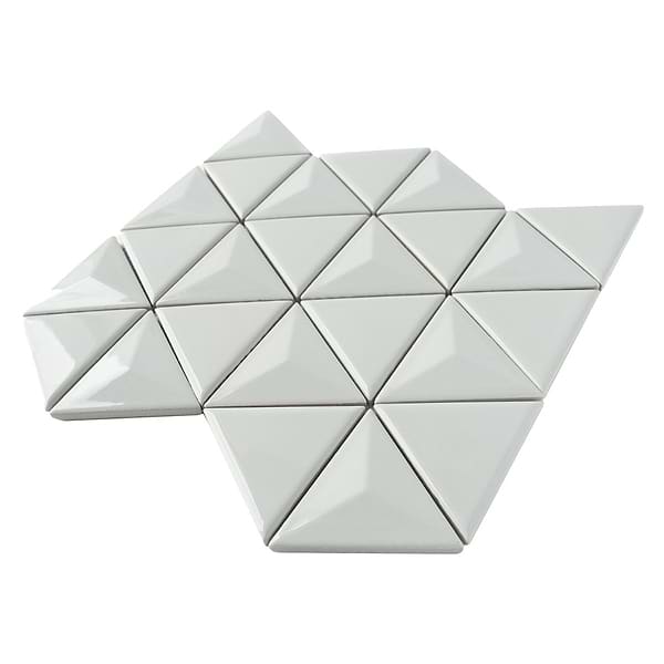 Brookline Triangle Mushroom Gray 4" Glossy Ceramic Mosaic Tile