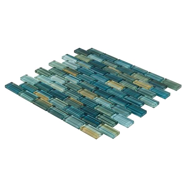 Watercolors Turquoise Green 1x2 Brick Glass  Mosaic