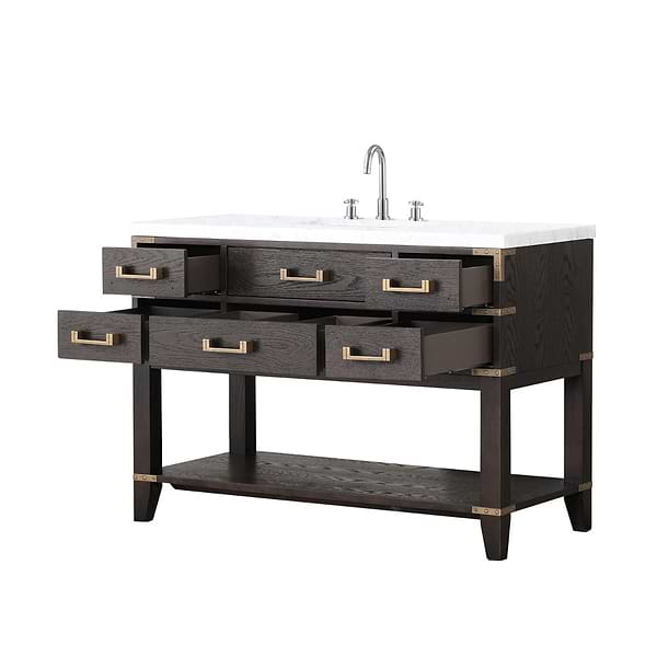 Calico Brown Oak 48" Single Vanity with Carrara Marble Top