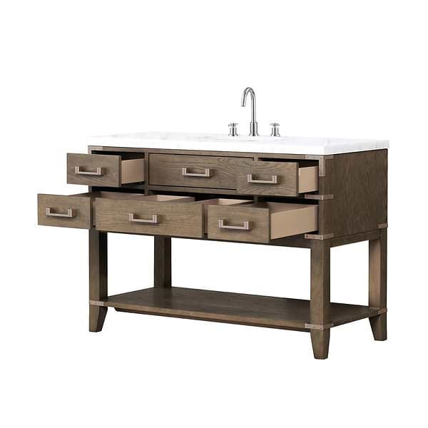 Calico Gray Oak 48" Single Vanity with Carrara Marble Top