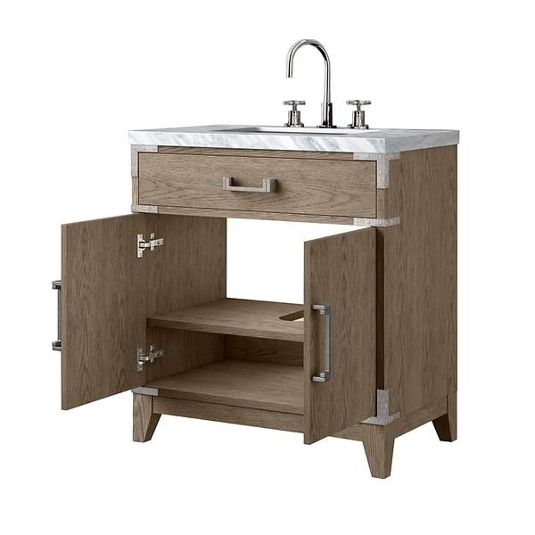 Aiden Gray Oak 30" Single Vanity wth Carrara Marble Top