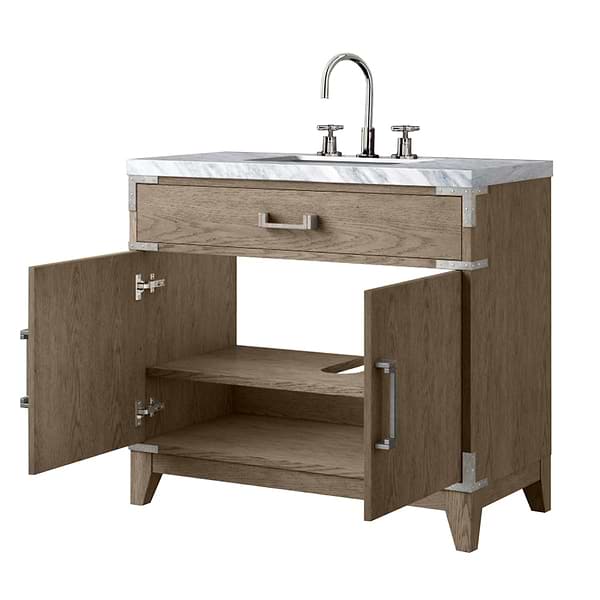 Aiden Gray Oak 36" Single Vanity wth Carrara Marble Top