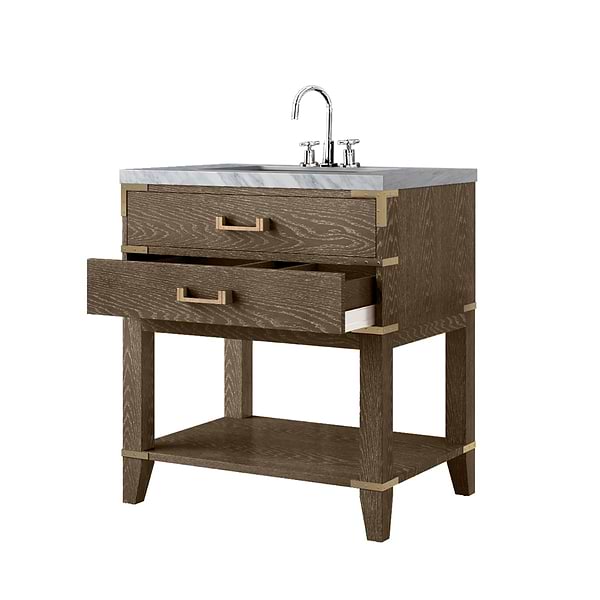 Calico Gray Oak 30" Single Vanity with Carrara Marble Top
