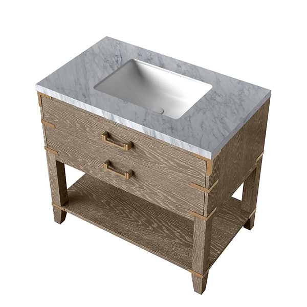 Calico Gray Oak 36" Single Vanity with Carrara Marble Top