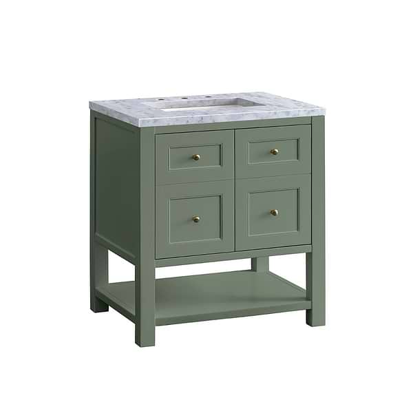 James Martin Vanities Breckenridge Smokey Celadon 30" Single Vanity with Carrara Marble Top