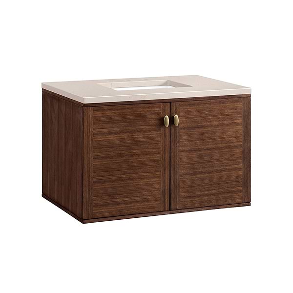 James Martin Vanities Amberly Mid-Century Walnut 36" Single Vanity with Eternal Marfil Quartz Top