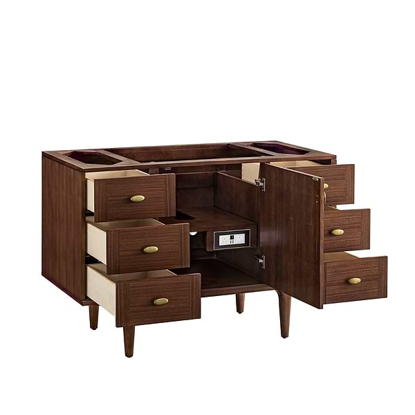 James Martin Vanities Amberly Mid-Century Walnut 48" Single Vanity without Top