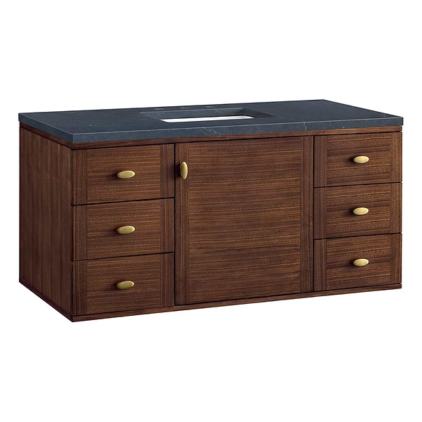 James Martin Vanities Amberly Mid-Century Walnut 48" Single Vanity with Charcoal Soapstone Quartz Top