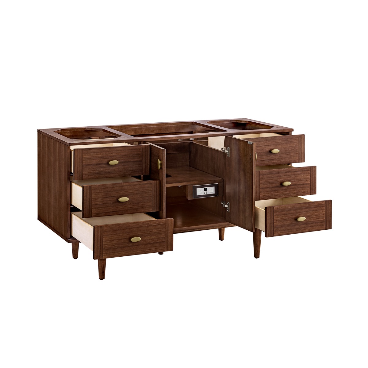 James Martin Vanities Amberly Mid-Century Walnut 60" Single Vanity without Top