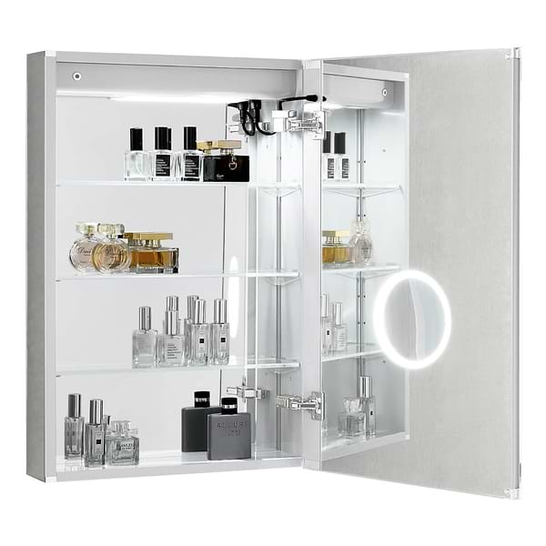 Rory Grooved 20x32" Rectangle Recessed or Wall Mounted Right-Hand LED Medicine Cabinet with Mirror