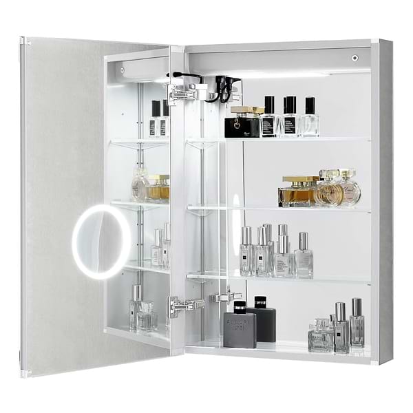 Rory Grooved 24x32" Rectangle Recessed or Wall Mounted Left-Hand LED Medicine Cabinet with Mirror