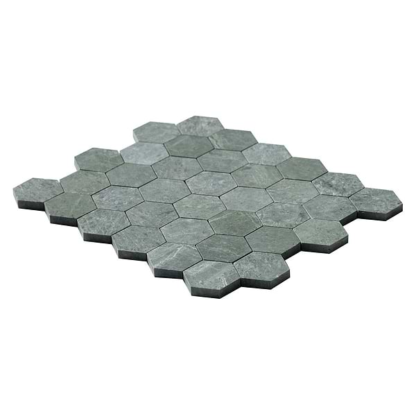 Tia Verde Green 2" Hexagon Honed Marble Mosaic Tile