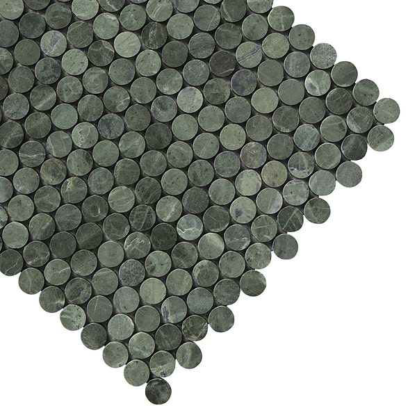 Tia Verde Green 1" Penny Round Honed Marble Mosaic Tile