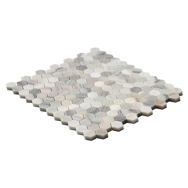 Skyline Gray 1" Hexagon Honed Marble Mosaic Tile