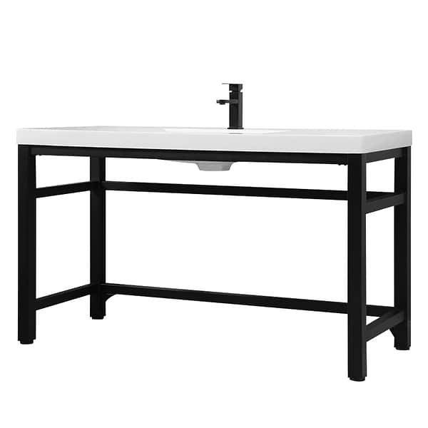 Mateo Black 54" Single Vanity with White Acrylic Top