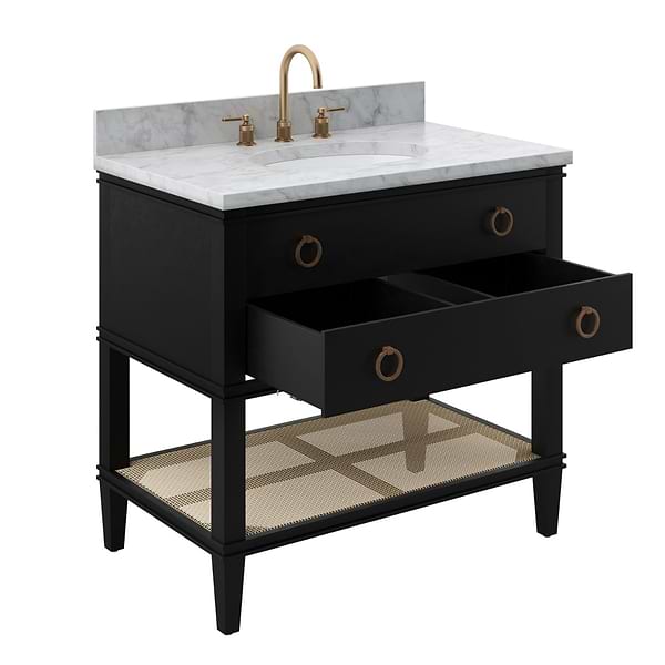 Sade Black 36" Single Vanity with Carrara Marble Top